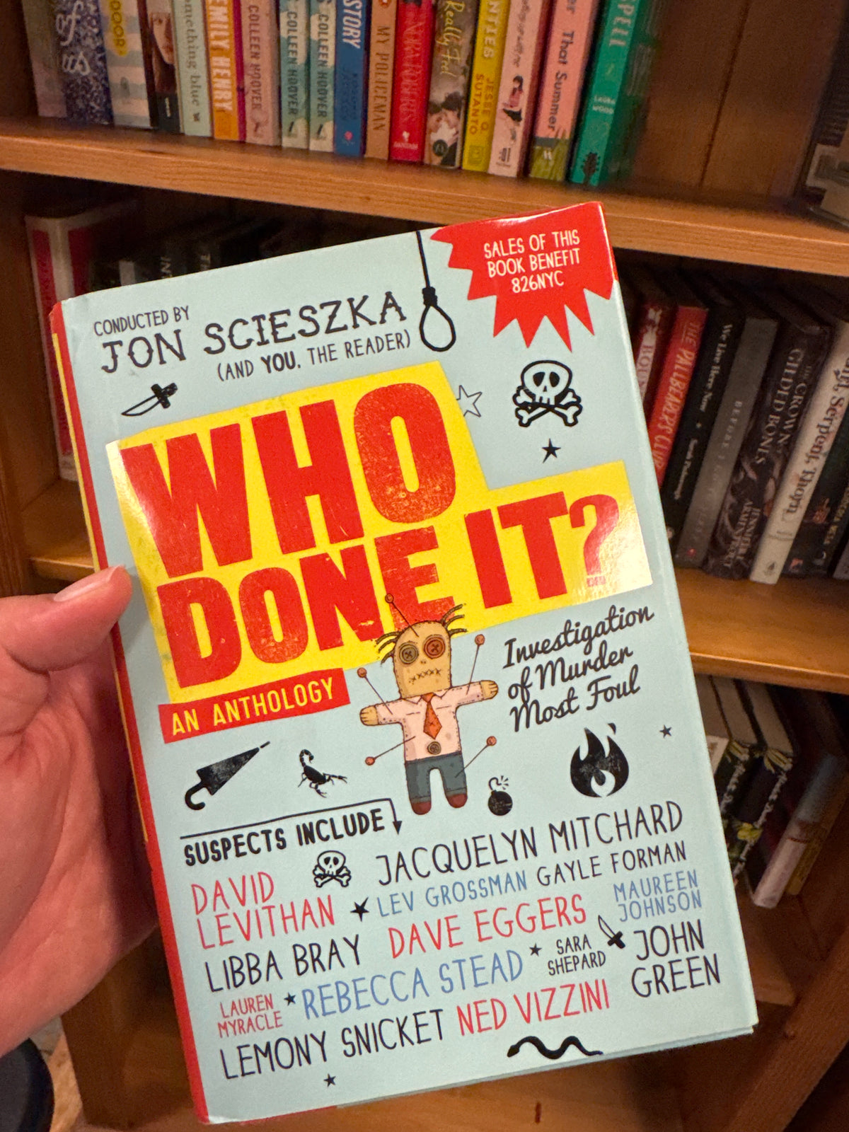 Who Done It? hardcover book by Jon Scieszka with voodoo doll cover art