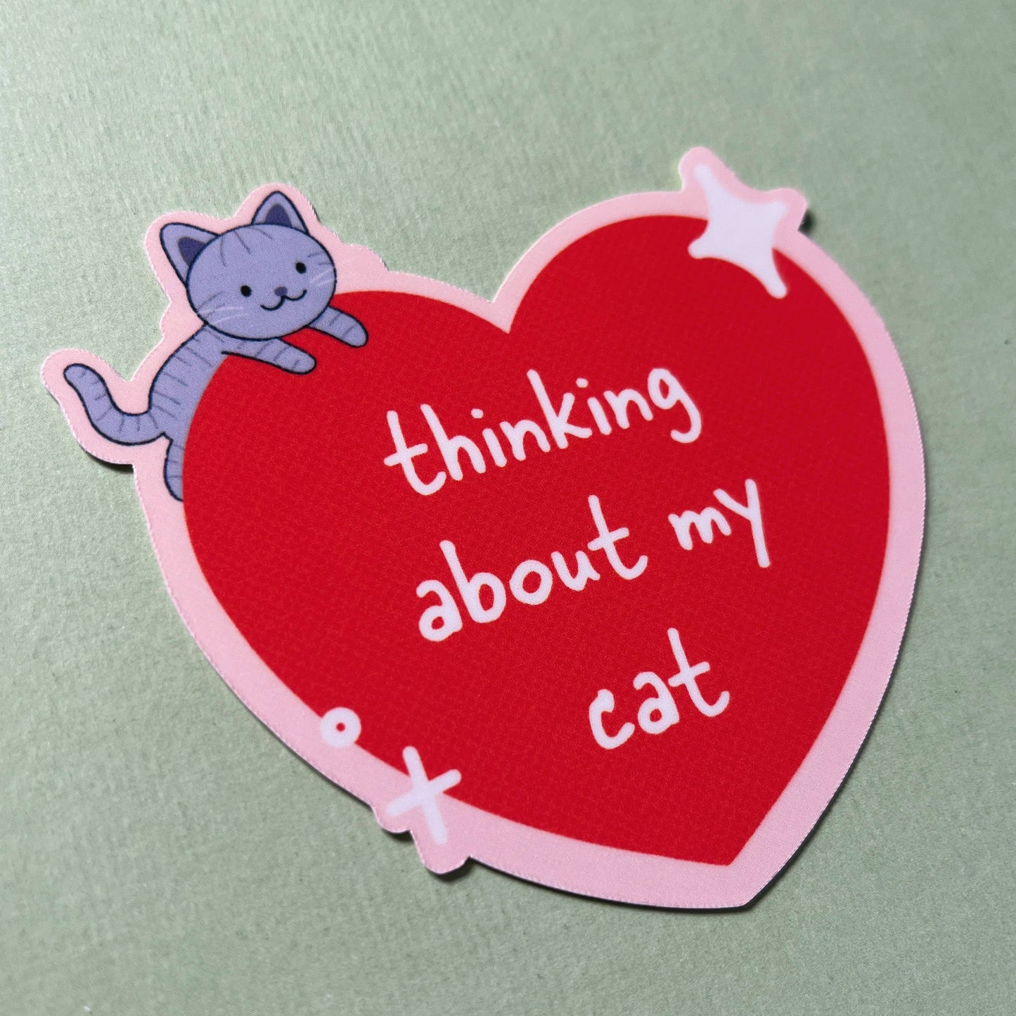 Thinking About My Cat Waterproof Laminated Sticker