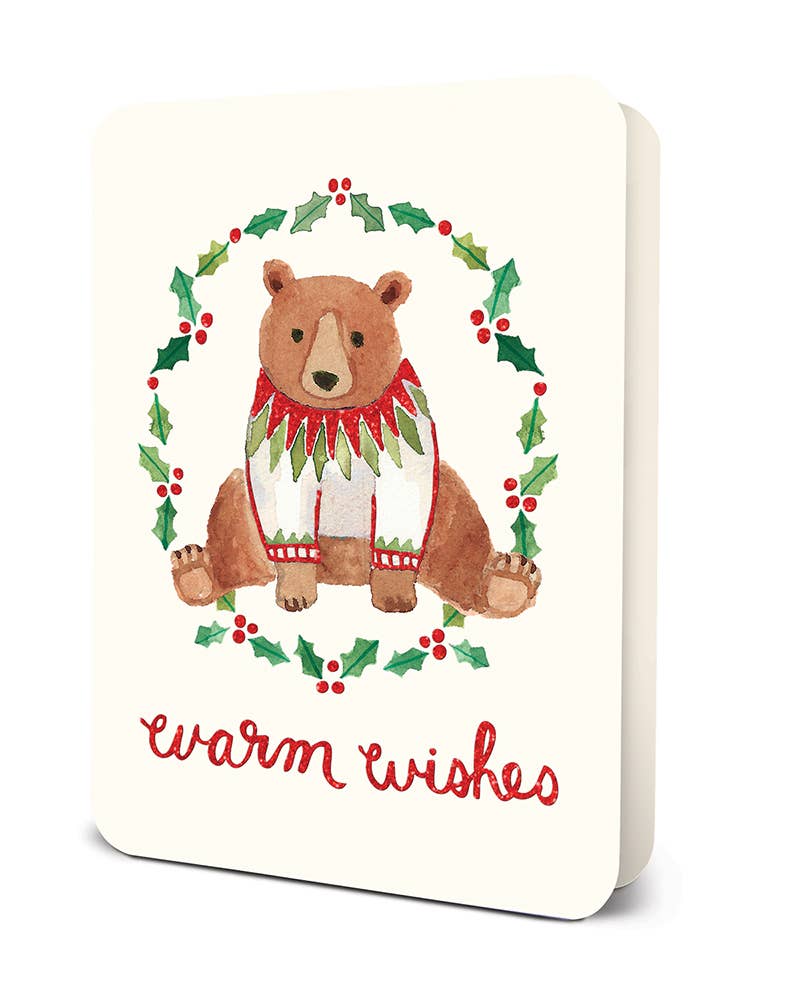 Christmas Holiday Bear in a Sweater Deluxe Greeting Card