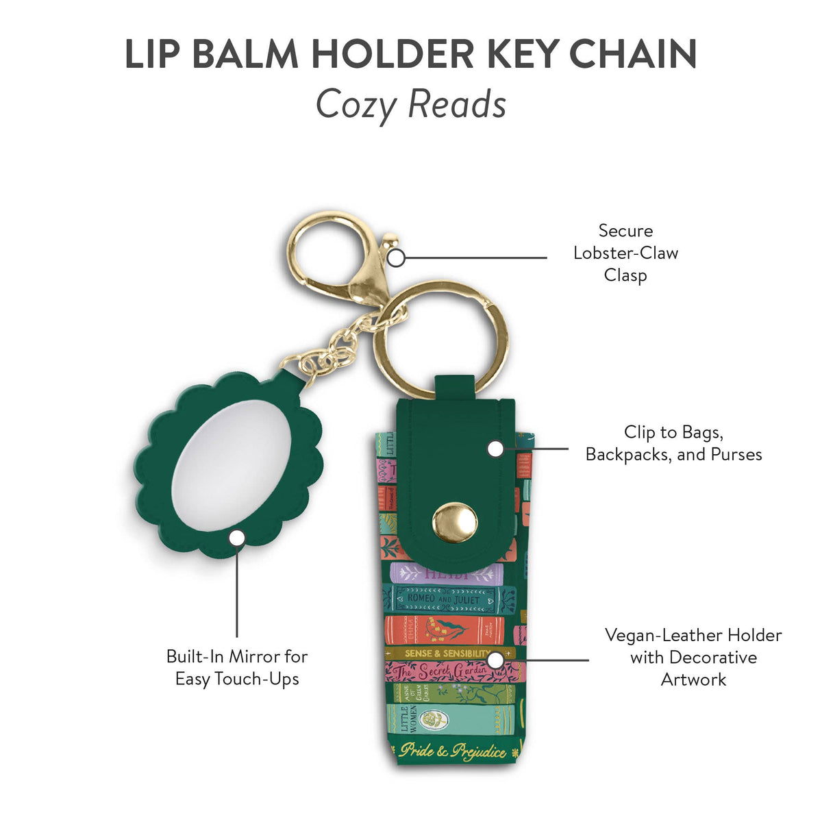 Cozy Reads Lip Balm Holder Key Chain