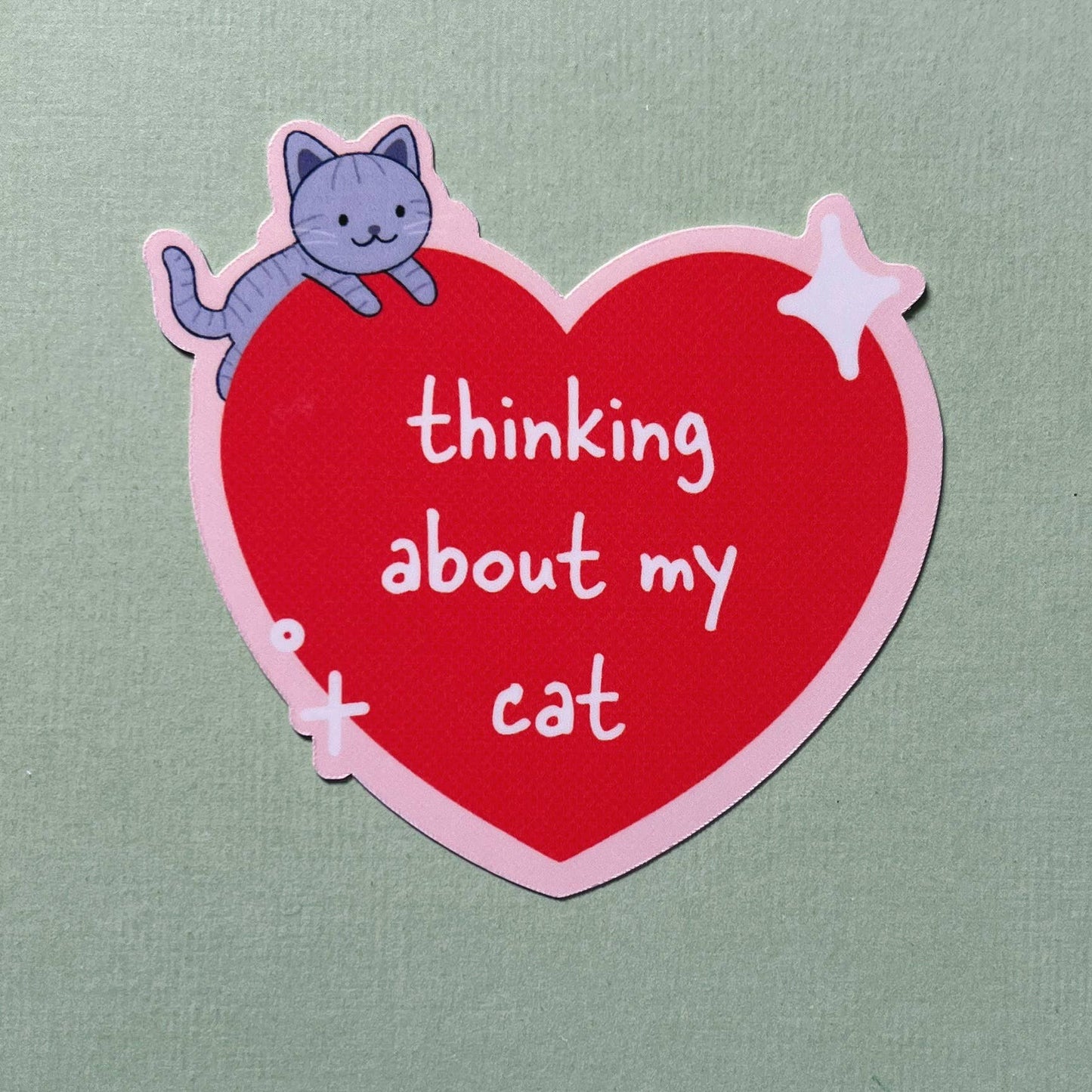 Thinking About My Cat Waterproof Laminated Sticker