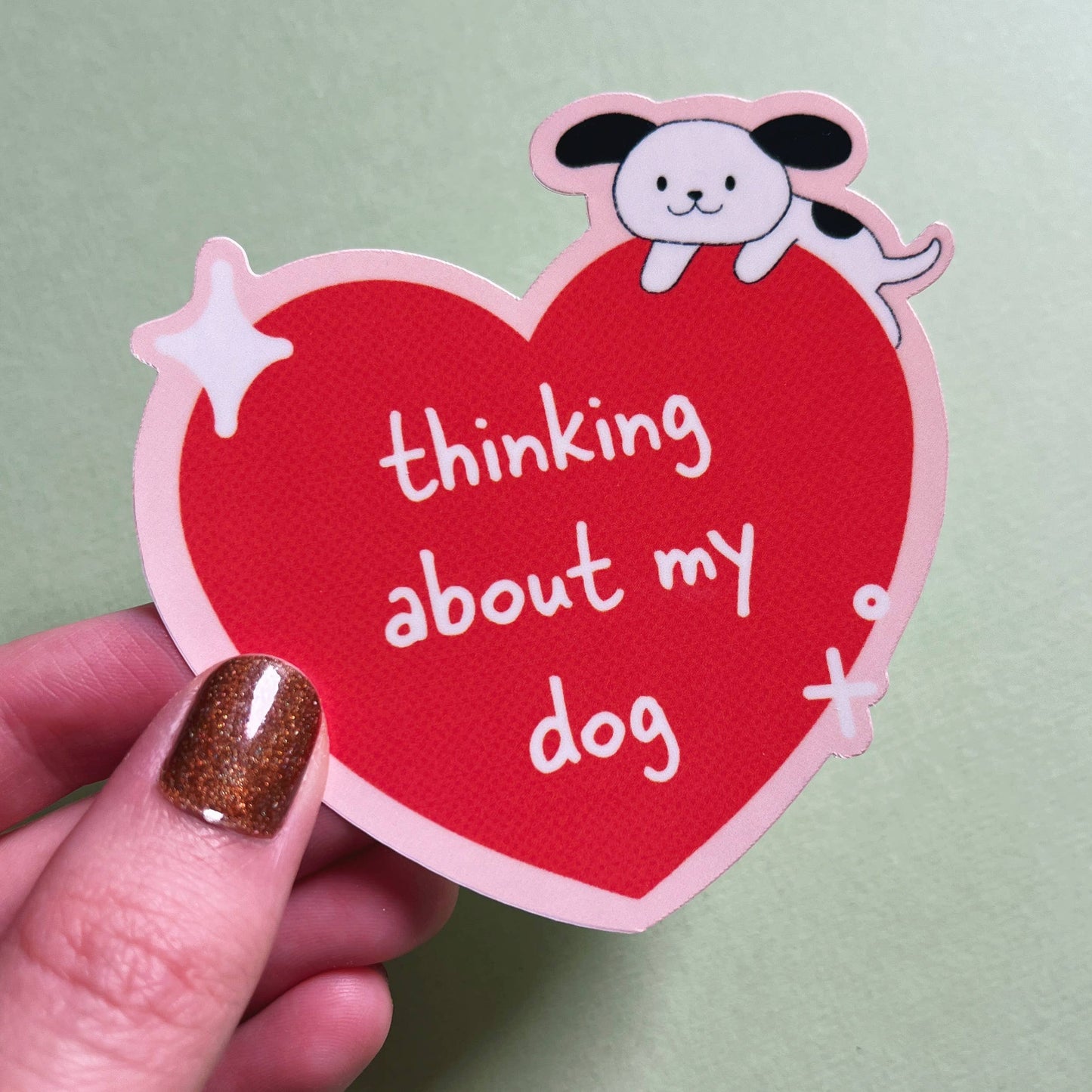 Thinking About My Dog Waterproof Laminated Sticker