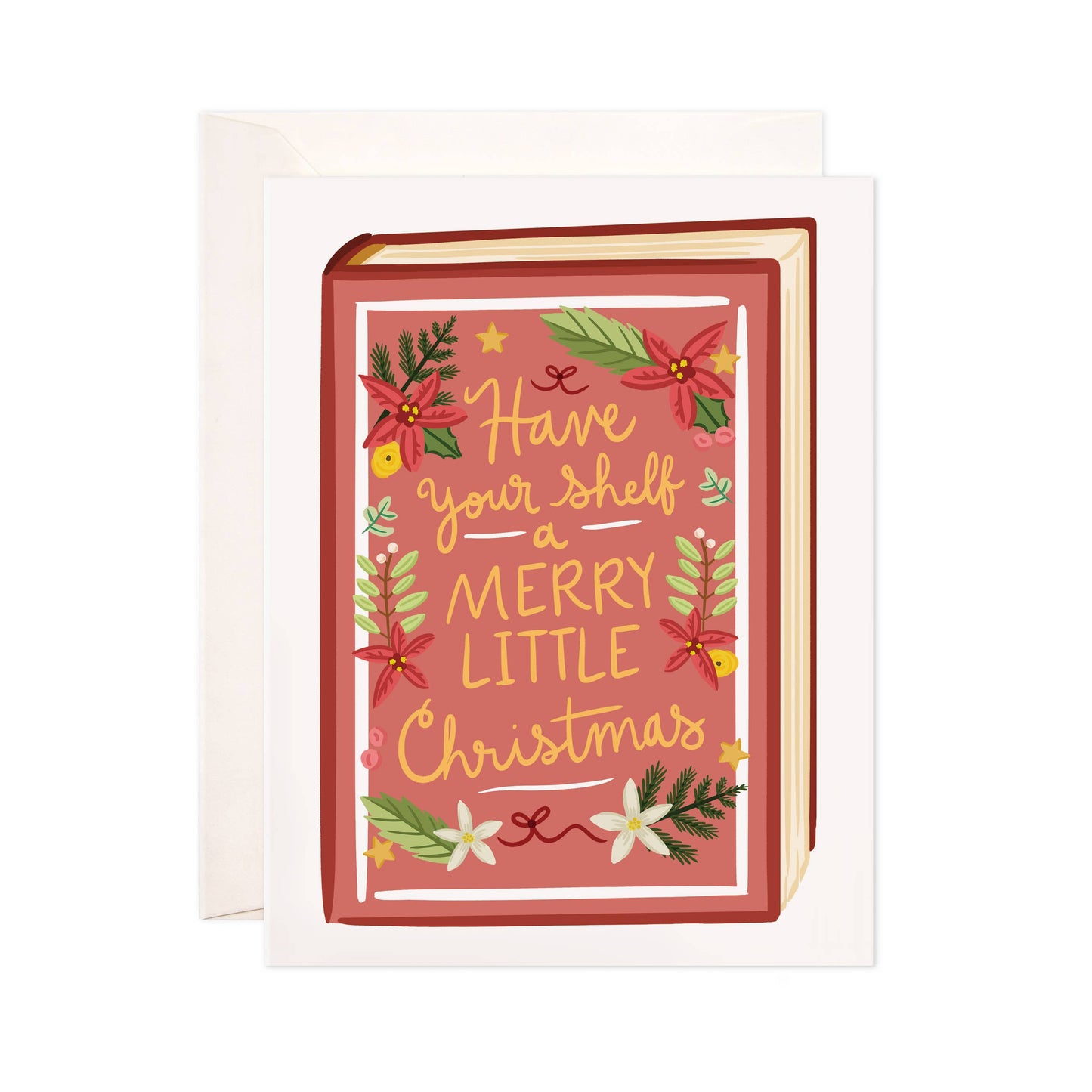 Merry Little Book Greeting Card - Christmas Bookstore Card: Single Card