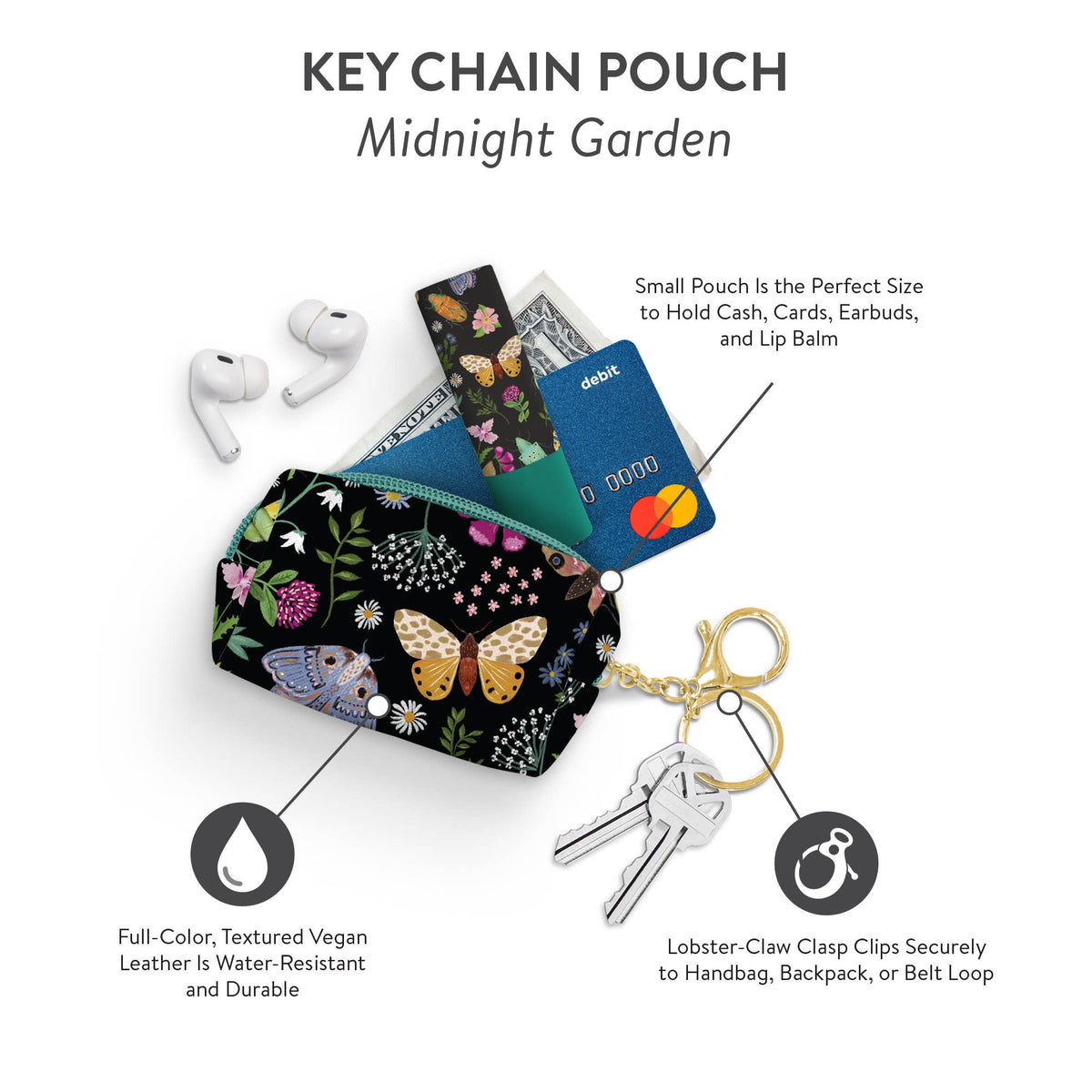 Midnight Garden Key Chain Pouch