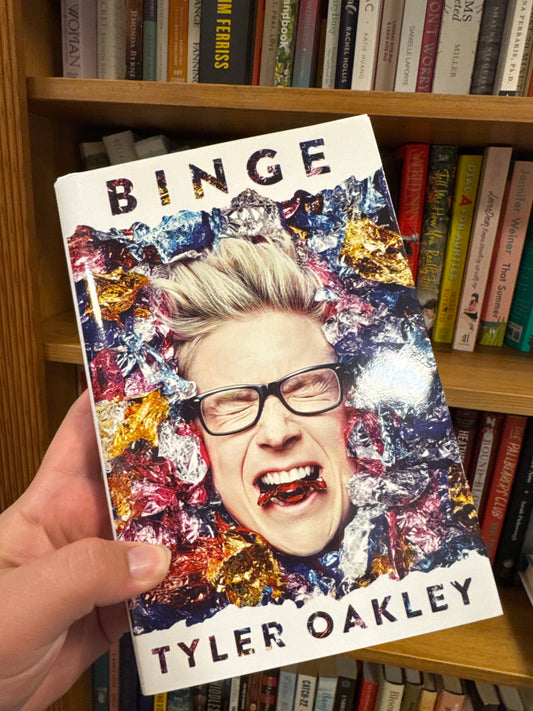 Binge hardcover book by Tyler Oakley with foil wrapper cover design