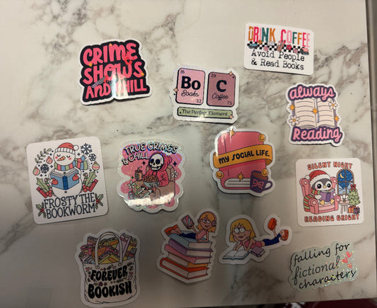 Book-themed stickers from bookmarked magic