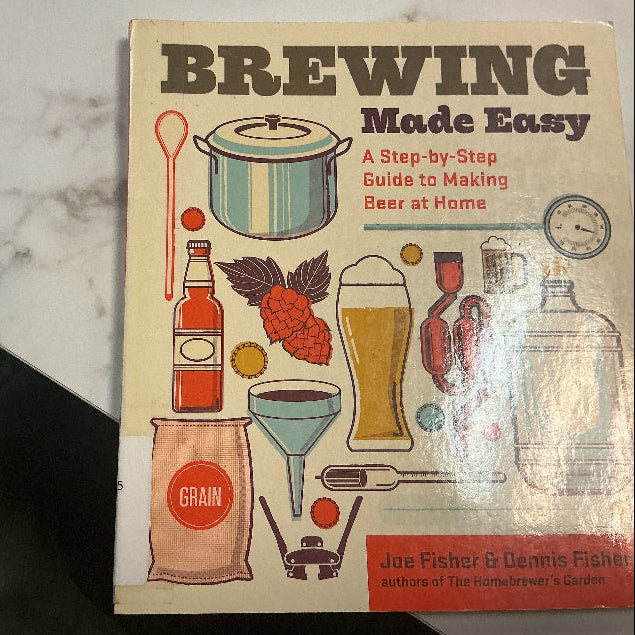 Book titled 'Brewing Made Easy' on a marble surface