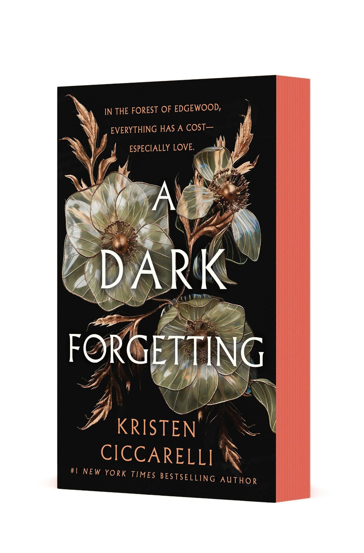 Dark Forgetting paperback novel by Kristen Ciccarelli with green floral cover and copper accents