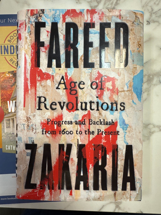 Fareed Age of Revolutions hardcover book by Zakaria with distressed red blue and beige cover design