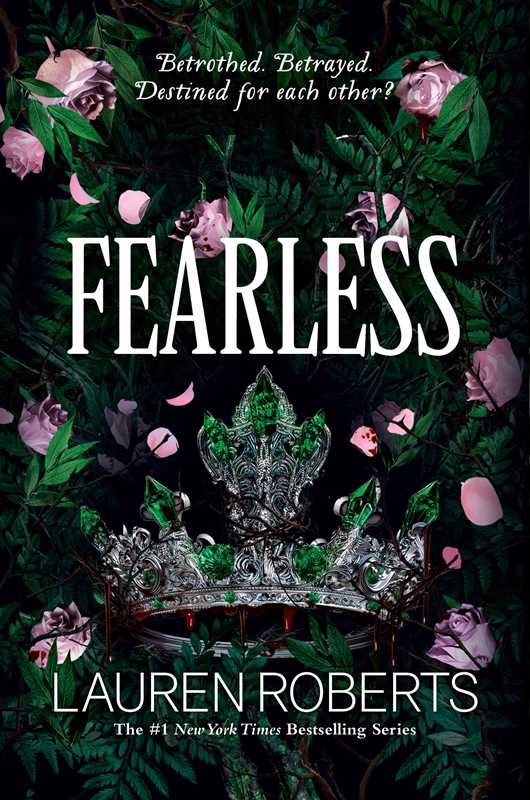 Fearless by Lauren Roberts hardcover book cover with silver crown and red liquid
