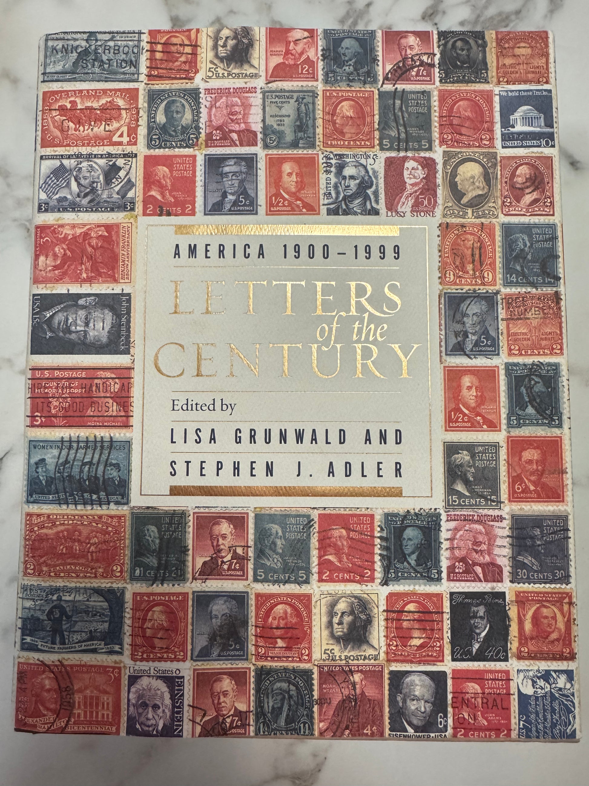 Letters of the Century hardcover book with vintage postage stamp cover design
