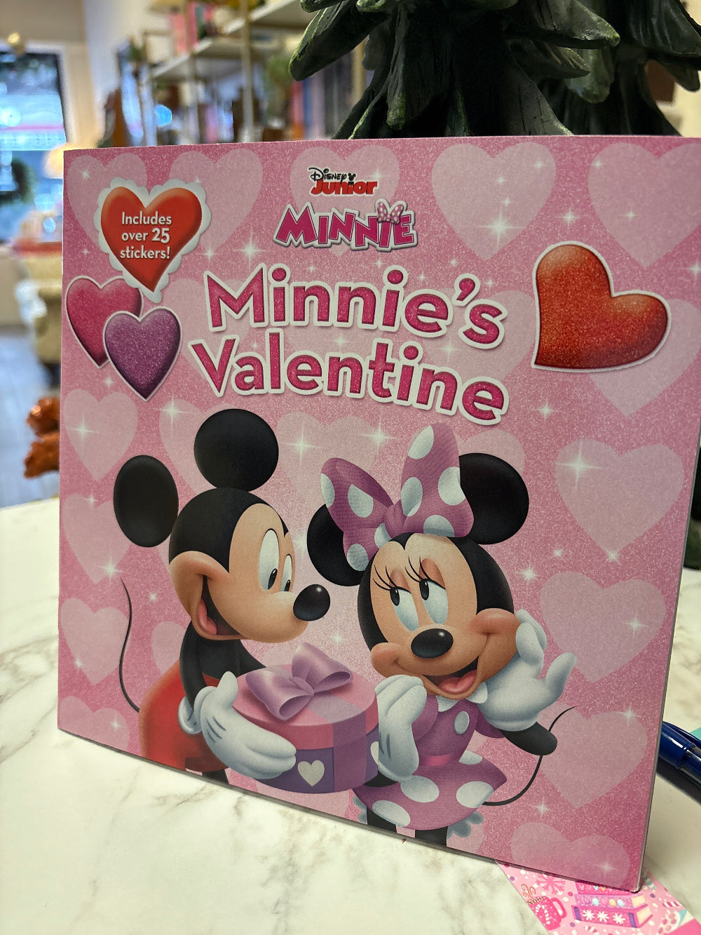 Valentine's Day box featuring Minnie Mouse on a pink background