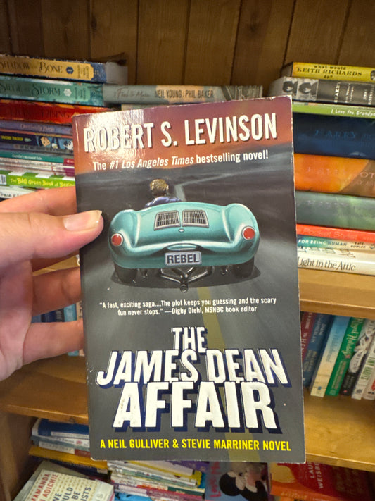 The James Dean Affair paperback by Robert Levinson with teal vintage car cover art