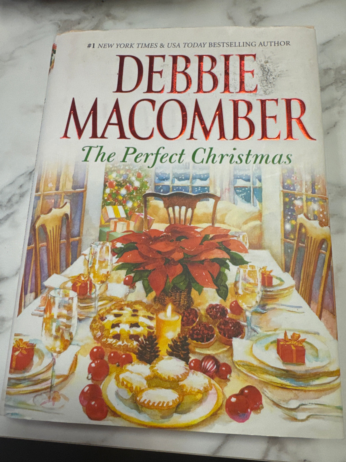 The Perfect Christmas hardcover book by Debbie Macomber with festive watercolor cover art