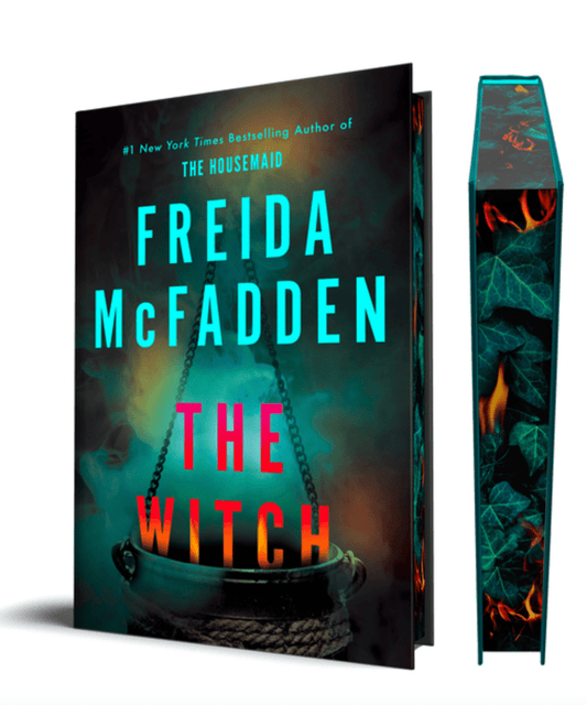 The Witch deluxe edition hardcover by Freida McFadden with dark teal cover and matching slipcase