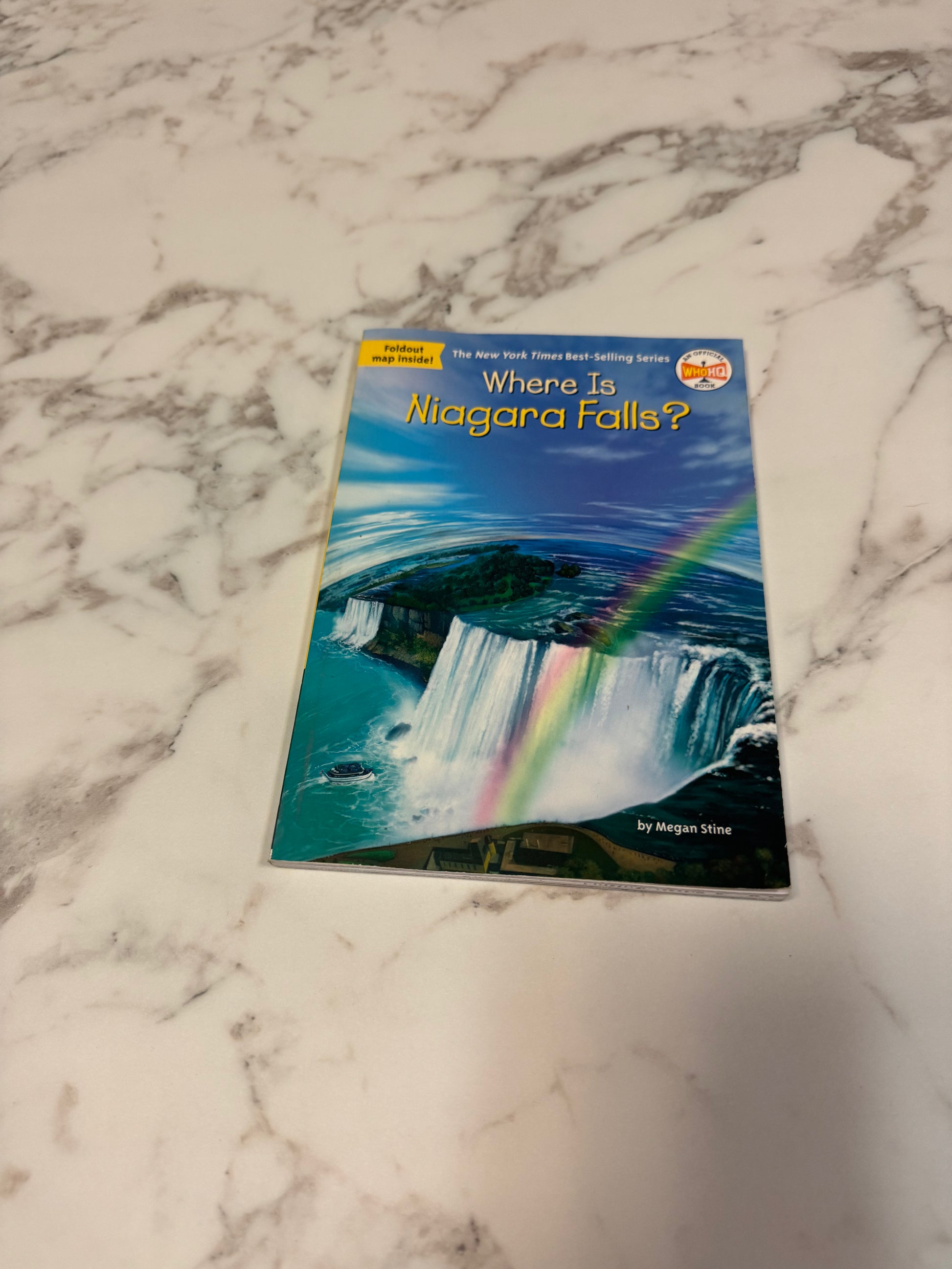 Where Is Niagara Falls? softcover children's book by Megan Stine with foldout map