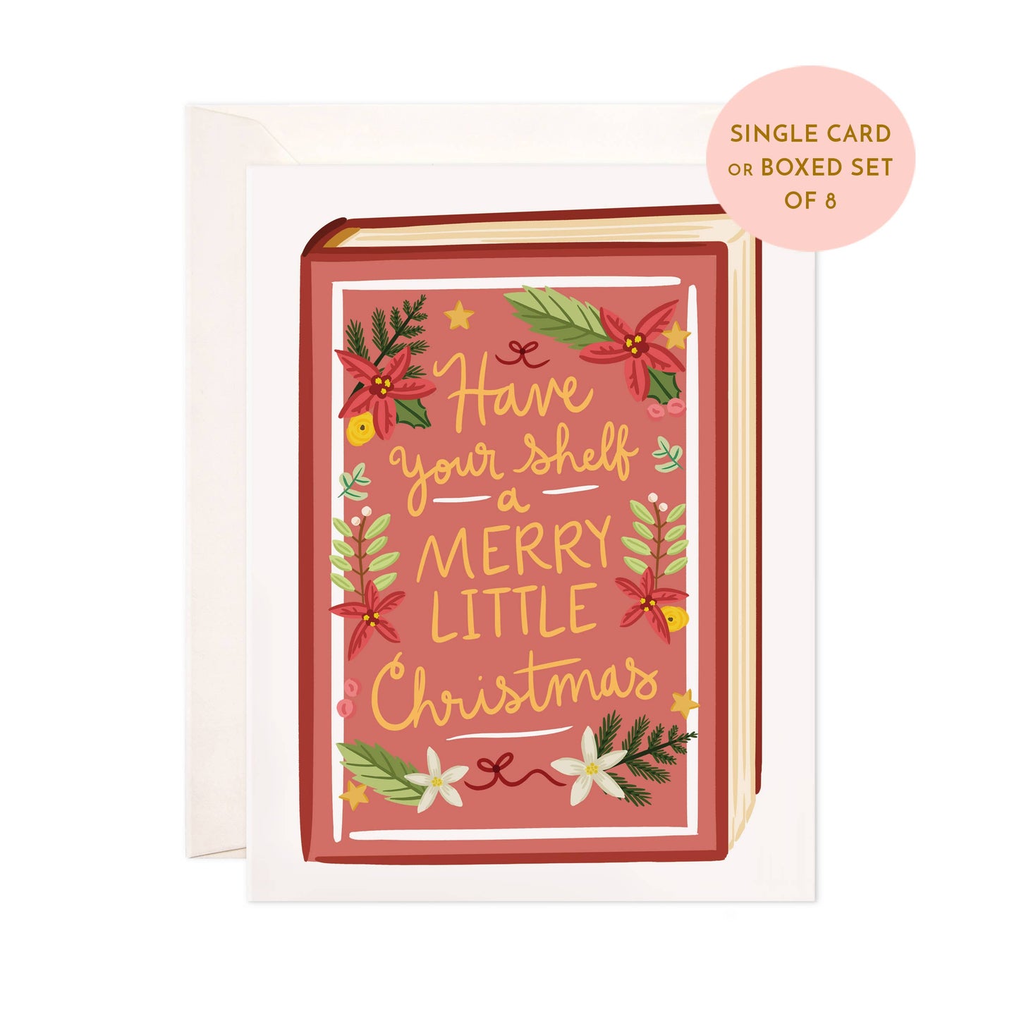 Merry Little Book Greeting Card - Christmas Bookstore Card: Single Card