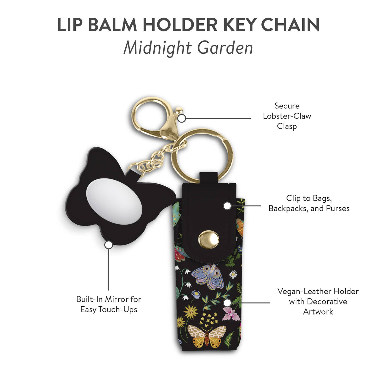 Midnight Garden Lip Balm Holder Key Chain
