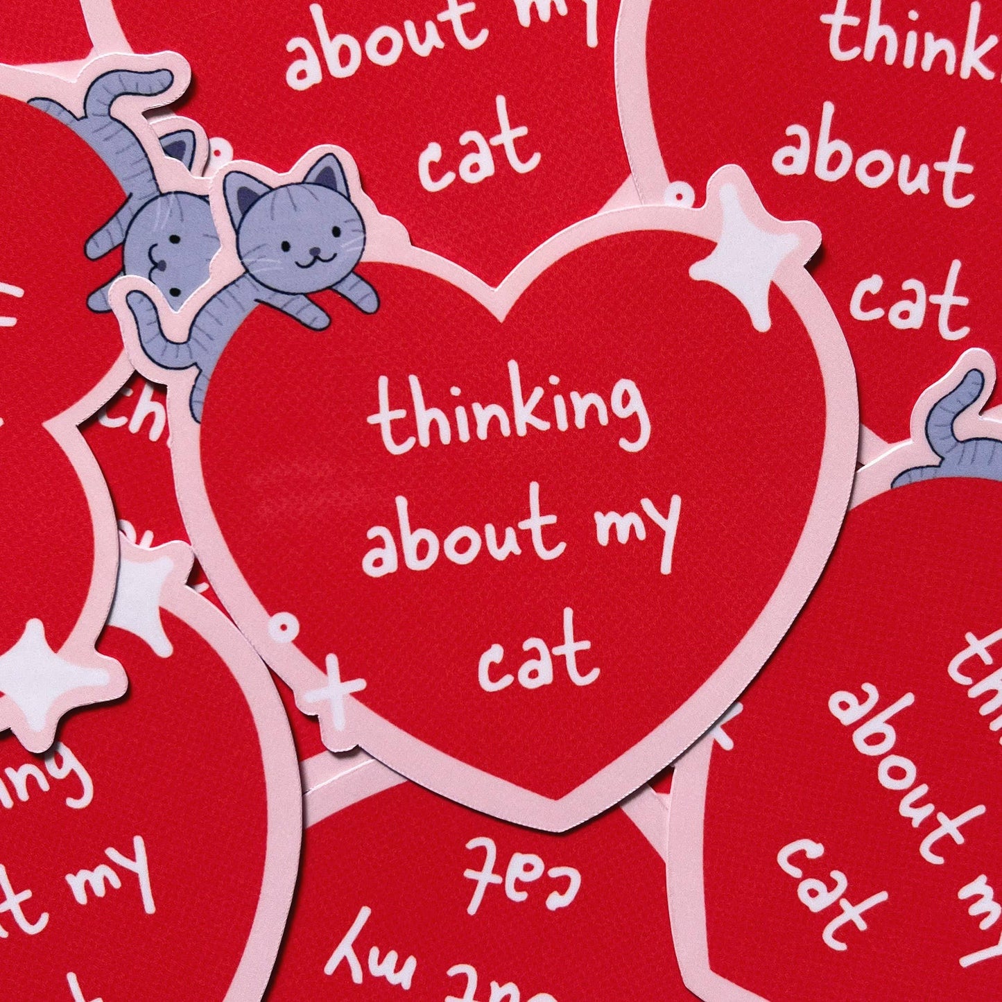Thinking About My Cat Waterproof Laminated Sticker